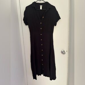 Black button up midi dress